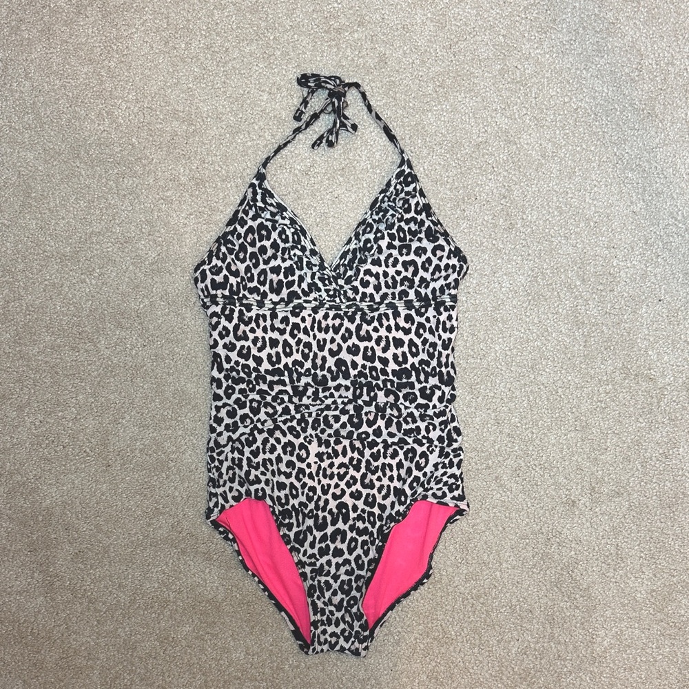 3/$10 💜 Leopard Print Halter Swimsuit girls 7/8